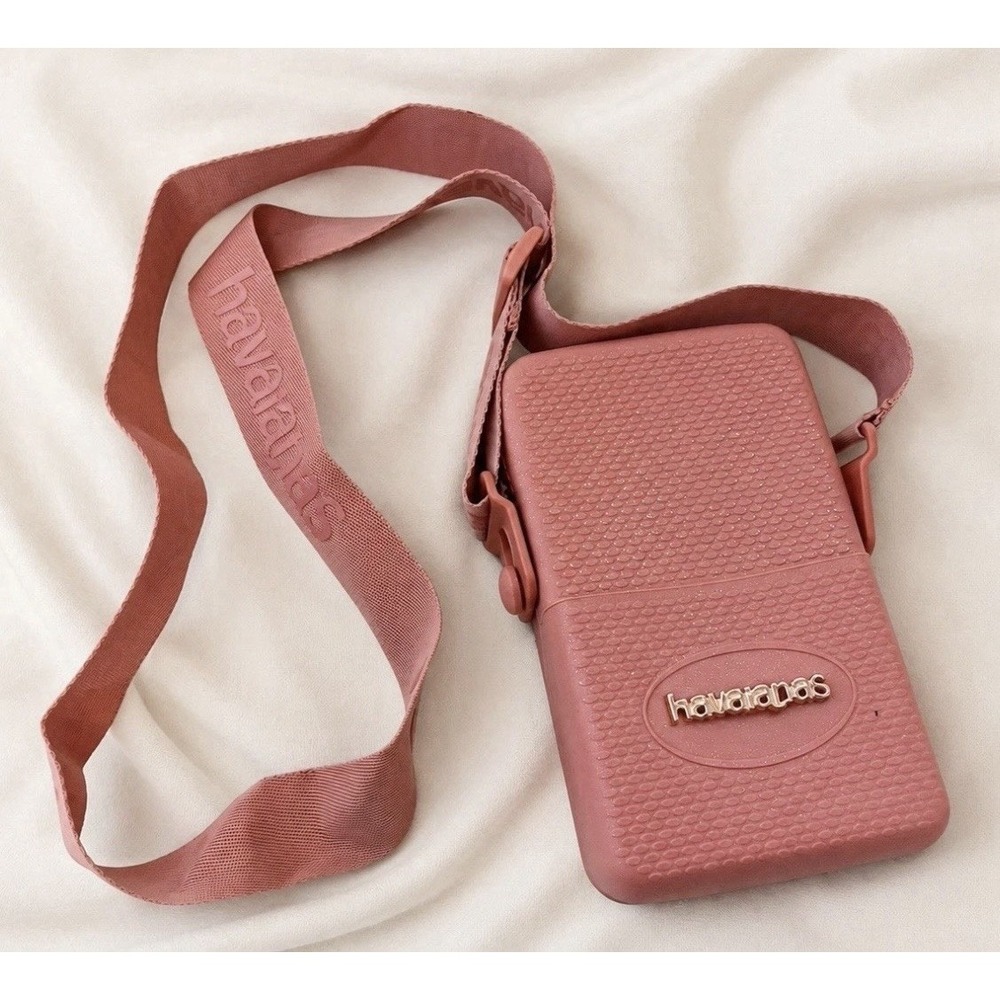 Havaianas Pink Mini Crossbody Phone Bag Rubber Y2K‎ Beach Festival Purse